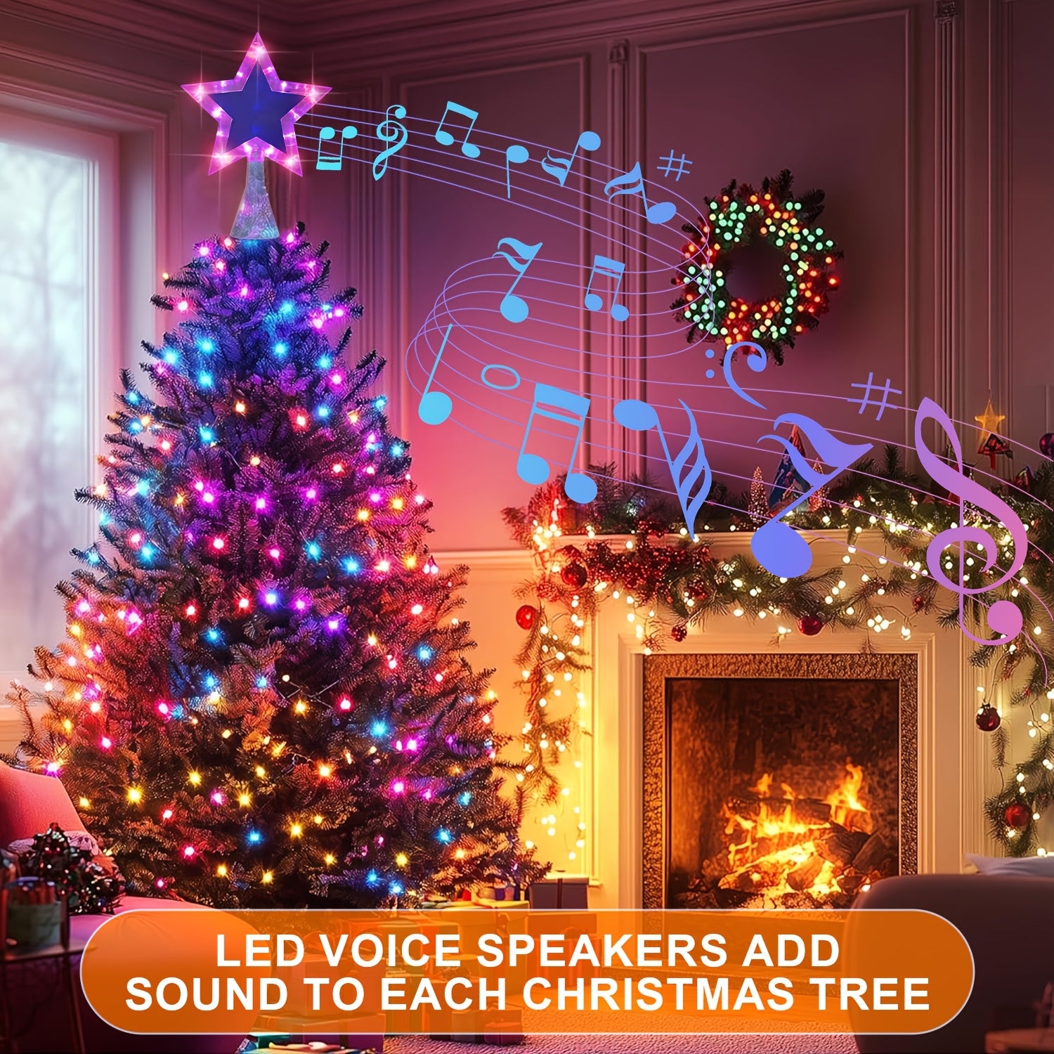 Christmas Tree Singing Top Decoration, 25.4 cm, with Colorful LED Christmas Tree Decoration