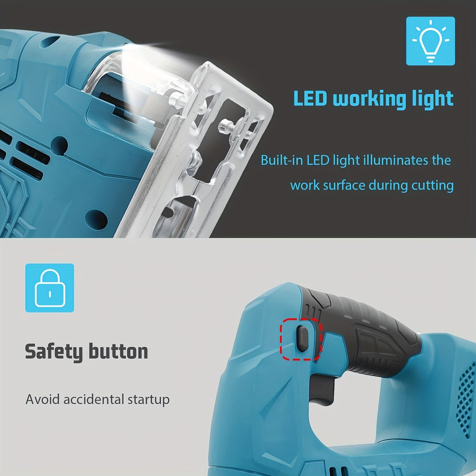 Saw 18V Cordless with 4-Speed Settings & 45° Bevel Cutting, LED Work Light, 4 Blades (2 Batteries Included) - Heavy-Duty Lithium-Ion Cordless Electric for Wood & Metal Cutting, Ergonomic Design with Dust Collector Compatibility