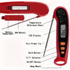 Thermometer 1pc Fast-Reading Digital Meat Thermometer, Metal Kitchen Food Temperature Meter with LCD Display, Single Use, Suitable for Food Contact, Requires 1 AAA Battery (Not Included) - Adult