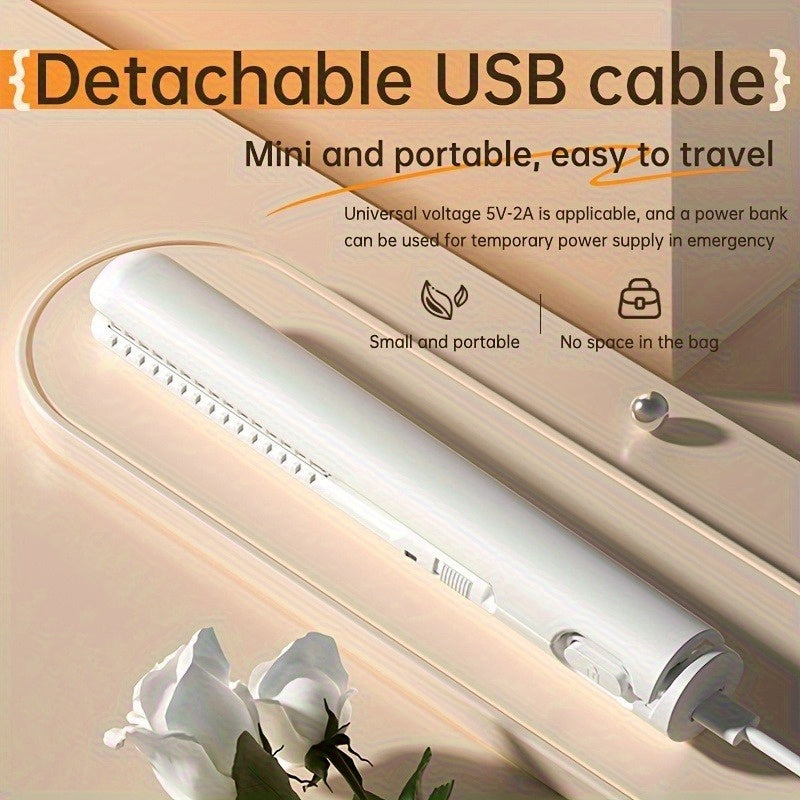 Straightener and Curler 2-in-1 , USB-Powered Mini Styler, Dual Use, Heat-Resistant, Portable Travel, Frizz-Free, Shiny & Smooth – Multi-Func
