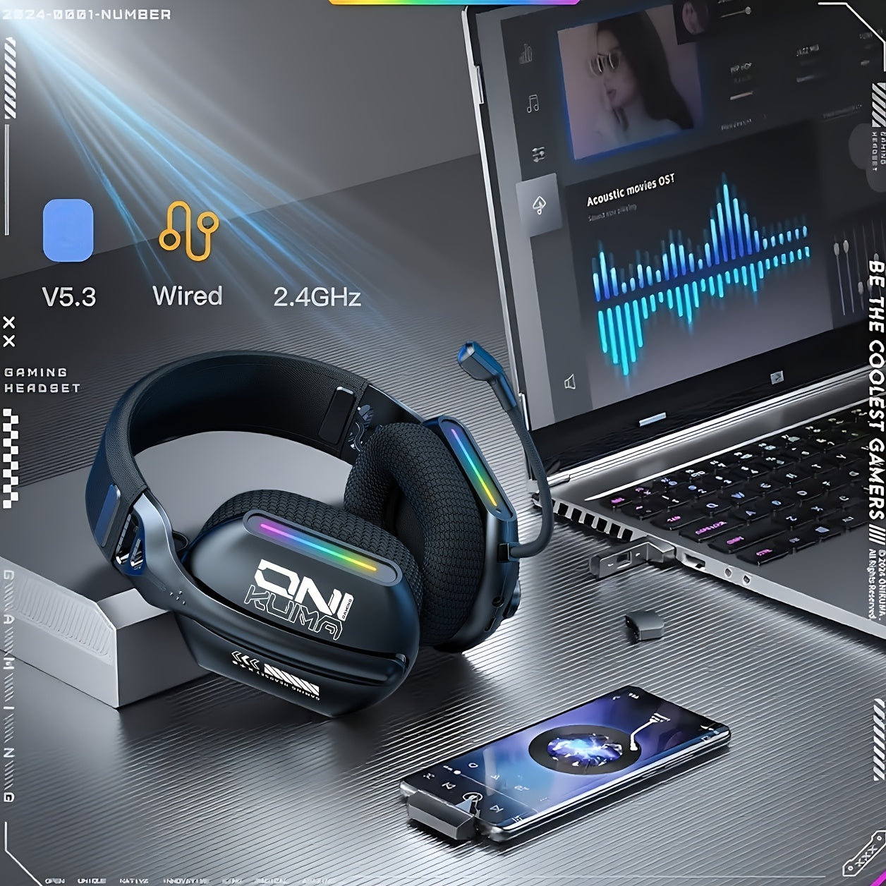 Headset Tri-Mode Wireless  for PS5/PS4/FPS Gaming