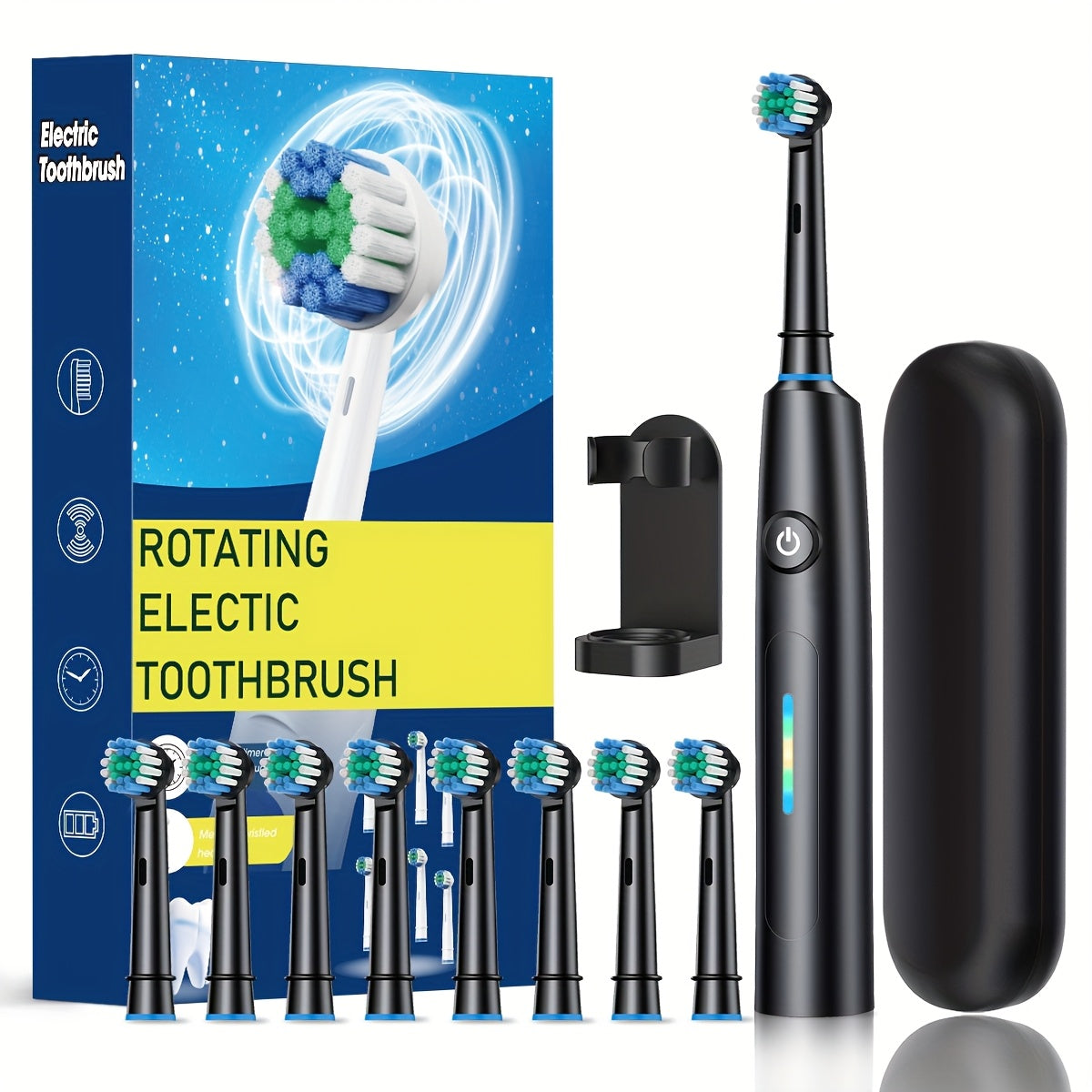 Toothbrush Electric for Adults & with 6 Speed/Rotation Modes (USB,), Smart Brush Compatibility, 6 Color Options (White/Black)