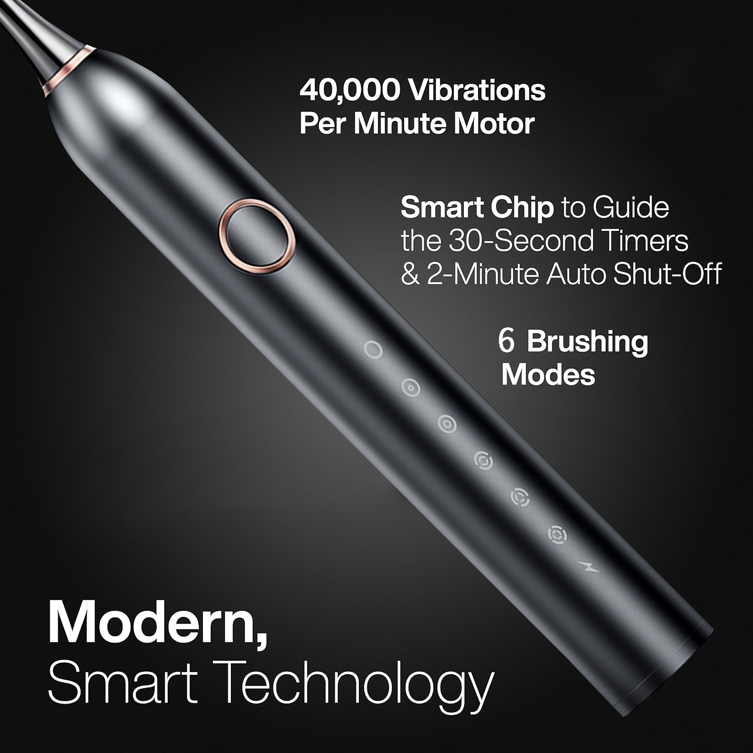 Toothbrush for Adults, Smart Fully Automatic Electric Unisex, Black White Pink