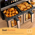 Air Fryer 9/10L Dual Zone  with Visual Window, 8 Pre-Programmed Menus Smart Cooking