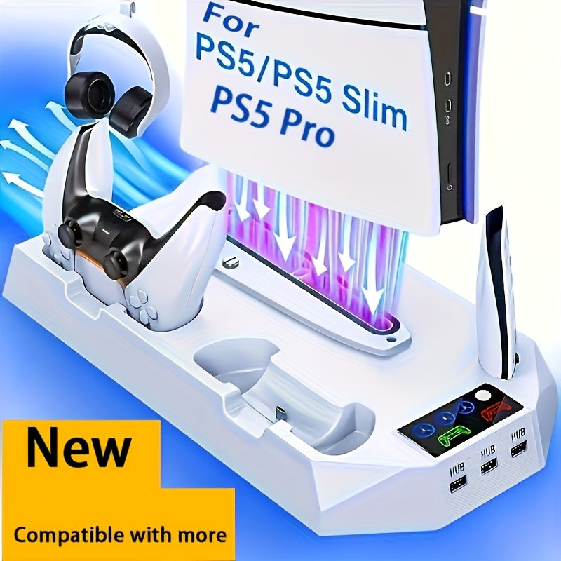 PS5 Slim Stand & Cooling Station with Dual Controller Chargers