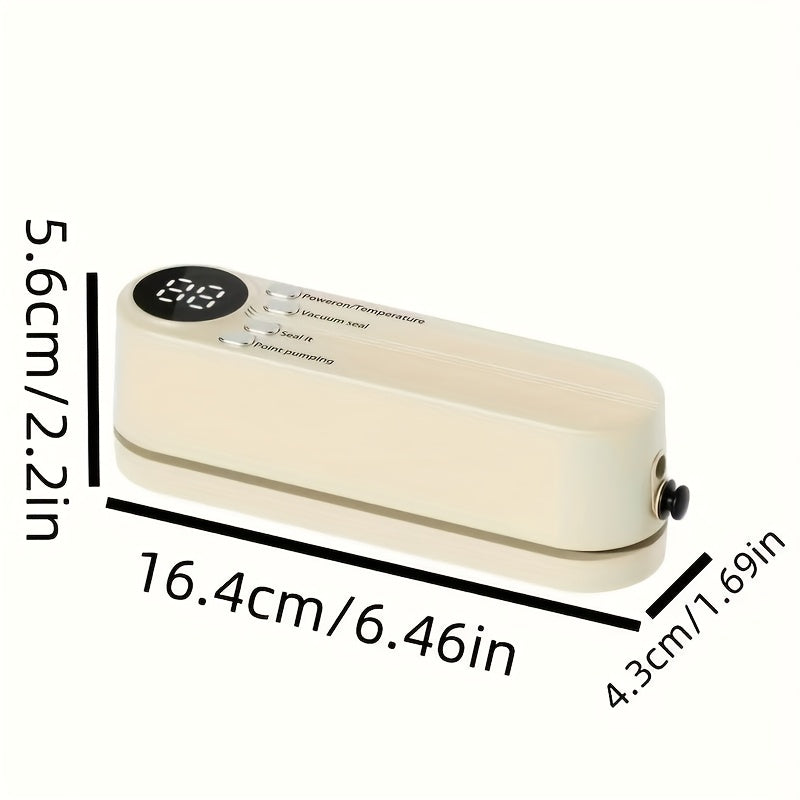 Vacuum Sealer Kit Compact USB  with Digital Display - Fast Seal, Includes Pump and Airtight Bags, Ideal for Food Preservation, Snacks, Meat, Fruits & Vegetables - Space-Saving Design, 36V Vacuum Sealing Machine