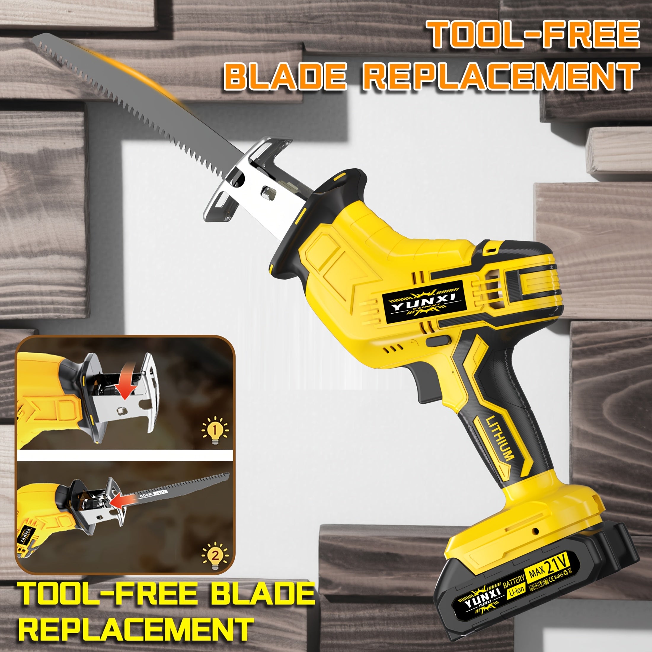 Saw Machine ONLY The Wireless Electric Reciprocating Saw Multifunctional Reciprocating Saw Kit Is Suitable for Cutting Wood/metal/PVC, with A Safety Lock Reciprocating Cutting Saw Scene for Cutting Wood And Metal., Cordless Recip
