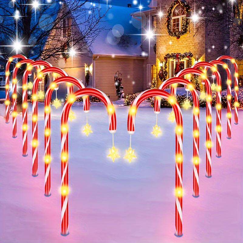 Light, Solar-Powered Candy Cane Lights, 8 Lighting Modes, Outdoor & Indoor Christmas Decoration