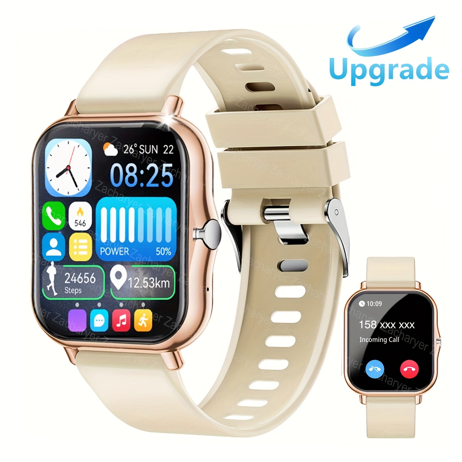 Smart Watch! Zacharyer 2025 Newest  Call/ SMS Notifications with APPs Pop-up Alerts, Multiple Sports Modes, Built in Games, Weather Forecast and Change Wallpapers and other functions, Compatible with iPhone and Android, gift f