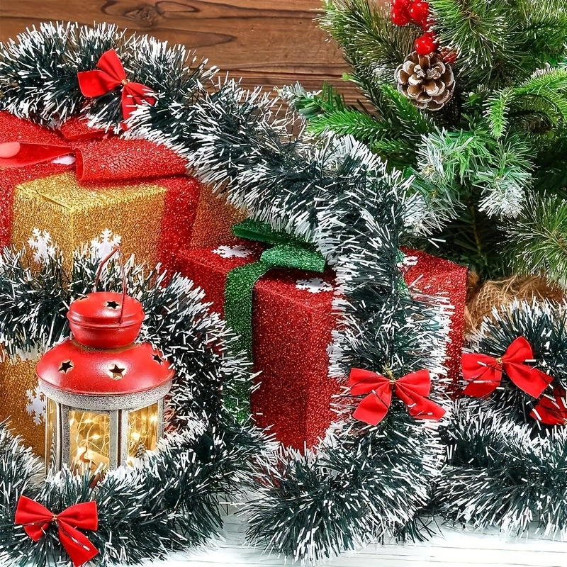 Garland 7.92meter Vintage Tinsel Christmas  with Red Bows