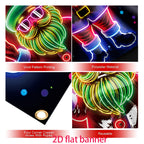 Door Banner 2D Flat, 1pc Festive Santa Claus Neon  - Durable Polyester, Glowing Christmas & New Year Party Decor