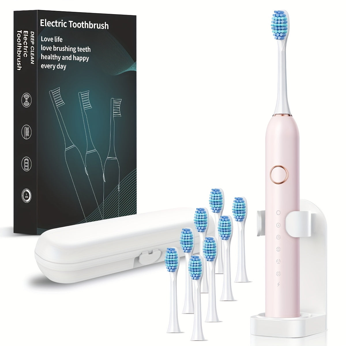 Toothbrush for Adults, Smart Fully Automatic Electric Unisex, Black White Pink