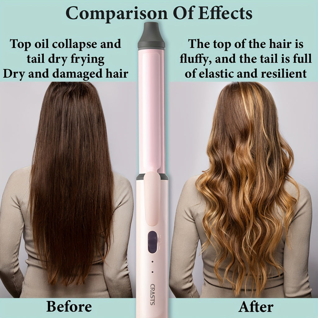 Hair Curling Wand CRASTS Unisex Adult , 9mm-25mm Teddy Bear Waves, Air Bangs, Mini 9mm 16mm 25mm Water Ripple Curls, 58W 220V Type C Plug, No Battery Required