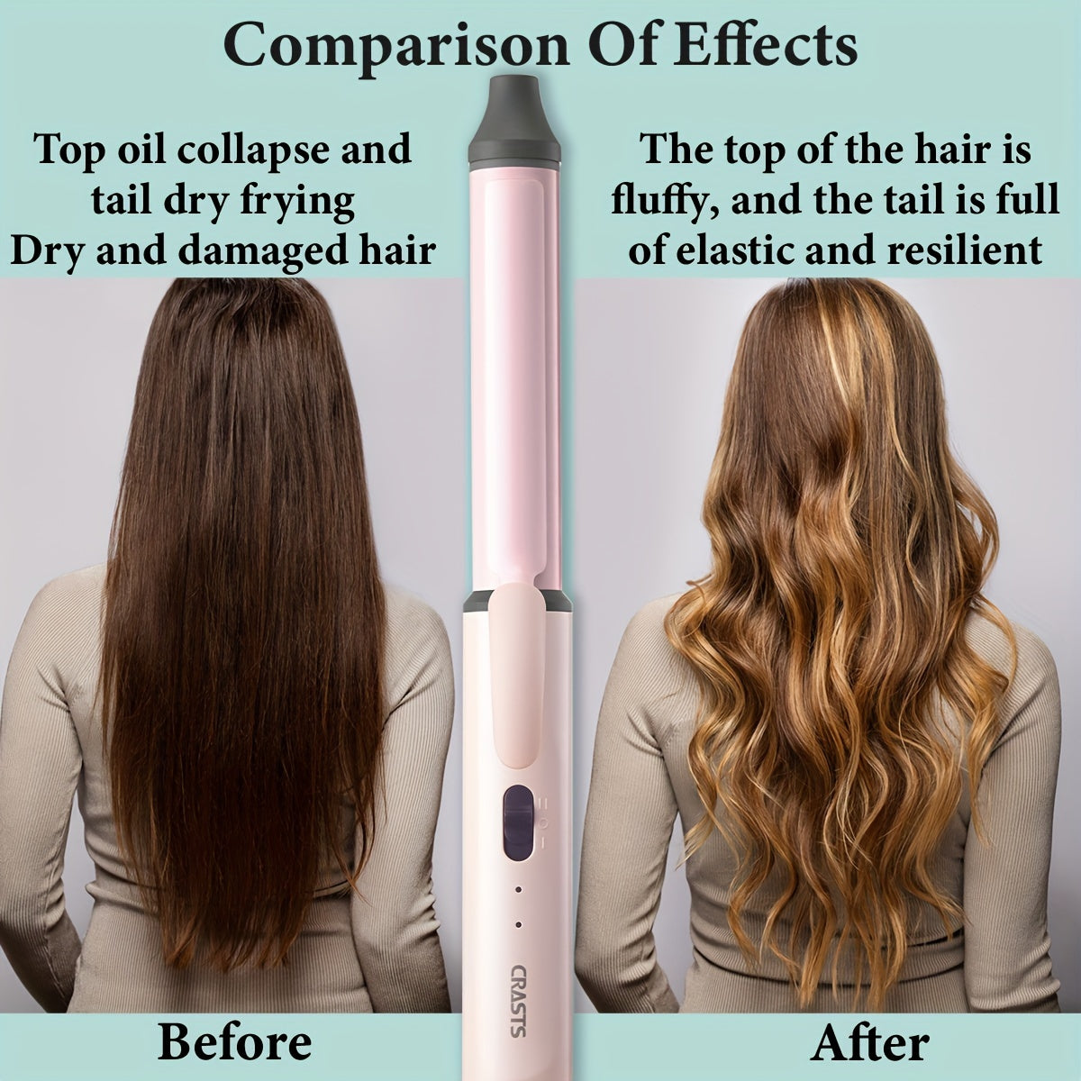 Hair Curling Wand CRASTS Unisex Adult , 9mm-25mm Teddy Bear Waves, Air Bangs, Mini 9mm 16mm 25mm Water Ripple Curls, 58W 220V Type C Plug, No Battery Required