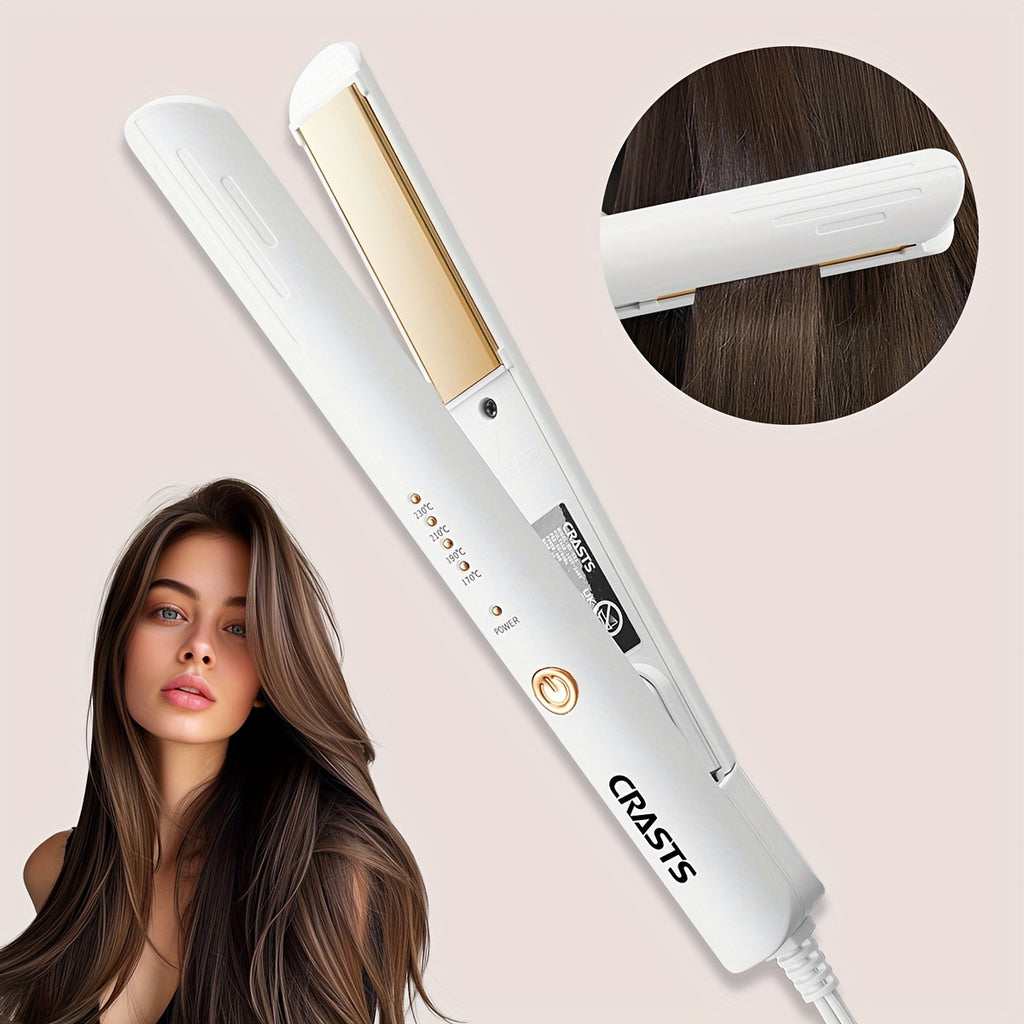 Hair Straightener CRASTS Titanium Flat Iron, 24W Unisex Adult  with 4-Temperature Settings, 220V Type C Plug, No Battery Required, for Straightening and Styling Hair, Home Use