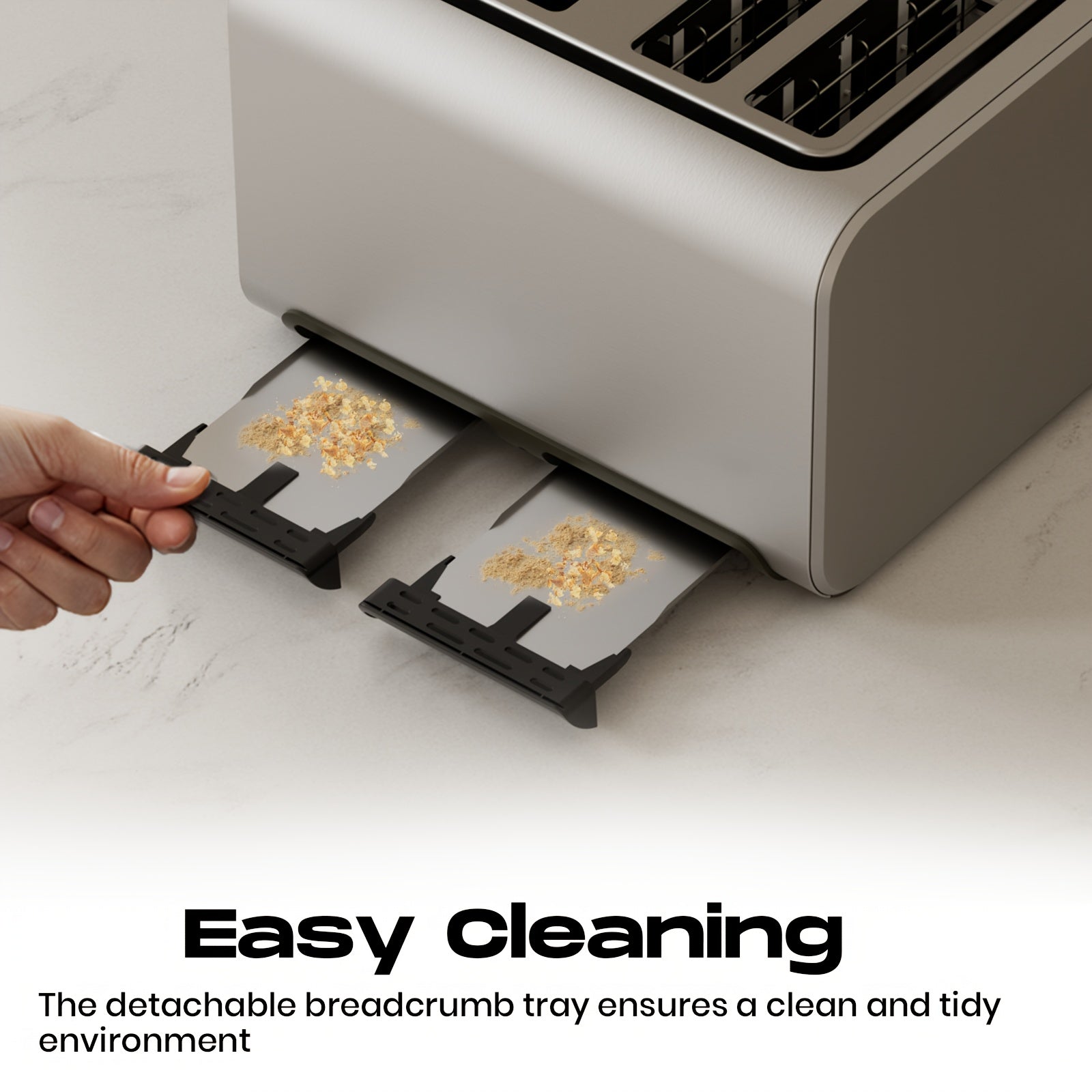 Toaster SUPERLEX 1600W 4-Slice Stainless Steel  | Digital Display | Defrost/Reheat/Cancel | Auto Pop-Up & Crumb Tray | Cord Storage (220-240V EU), Kitchen Appliance, Home Cooking, Sleek Design, Modern Toaster, Durable Construc