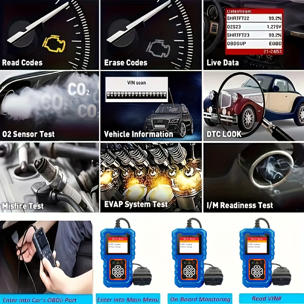 Scanner CY3001 Car OBD2  Reader Engine Fault Scanner CAN Diagnostic Tool for All OBD II Protocol Cars Since 1996, Without Battery