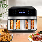 Air Fryer 9/10L Dual Zone  with Visual Window, 8 Pre-Programmed Menus Smart Cooking