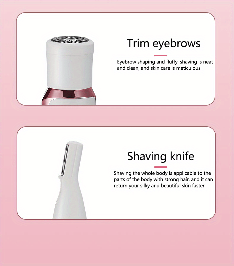 Hair Remover 4in1 Women's Electric  Multifunctional Women's Electric Shaver Trimmer Set Bikini Line Trimmer for Women USB Rechargeable for Eyebrows, Nose, Face Legs Hair Removal Portable Gentle Perfect Gift for Women