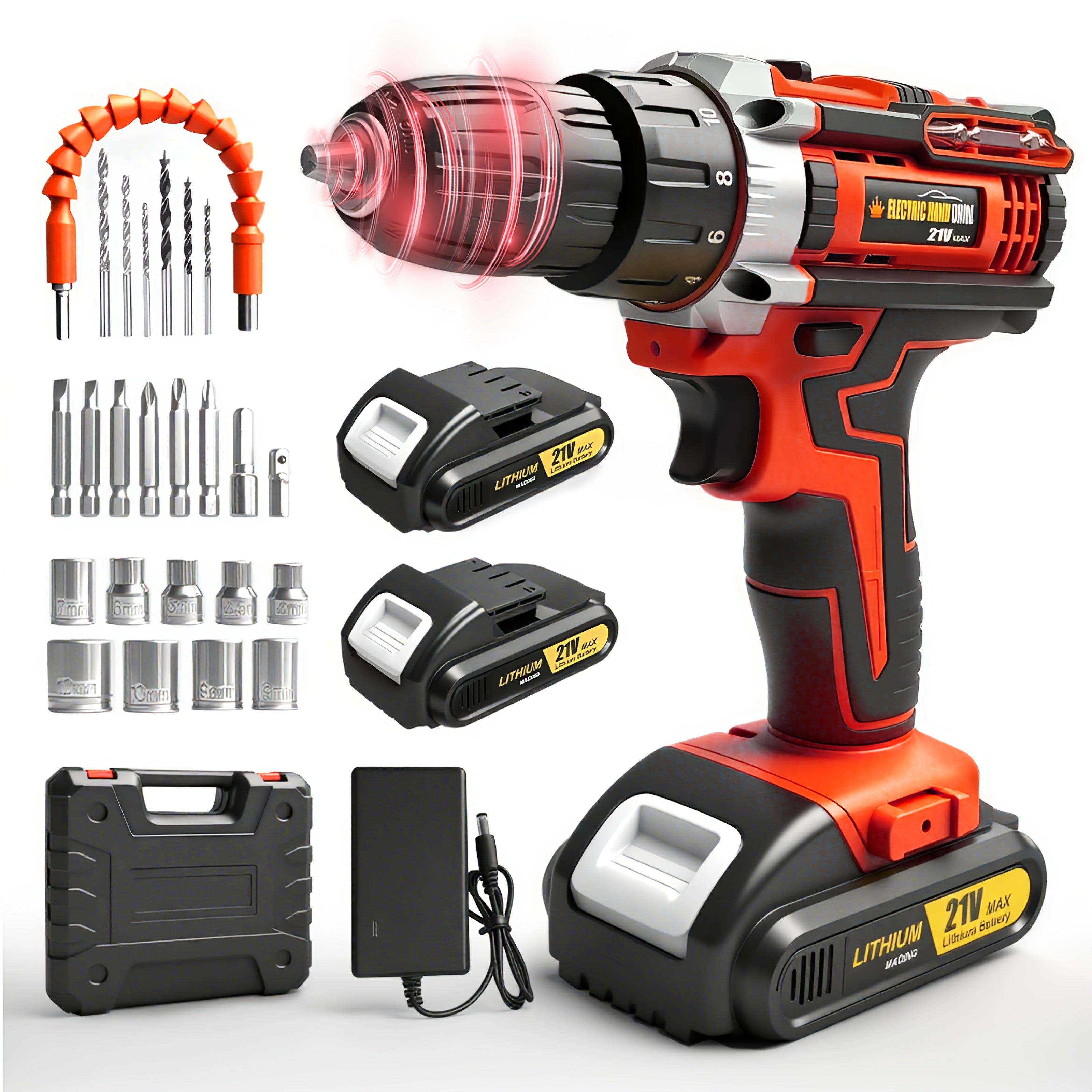 Drill Set Wireless . The New Impact Drill Is Equipped With A 3/8-inch Keyless Chuck And A Work Light
