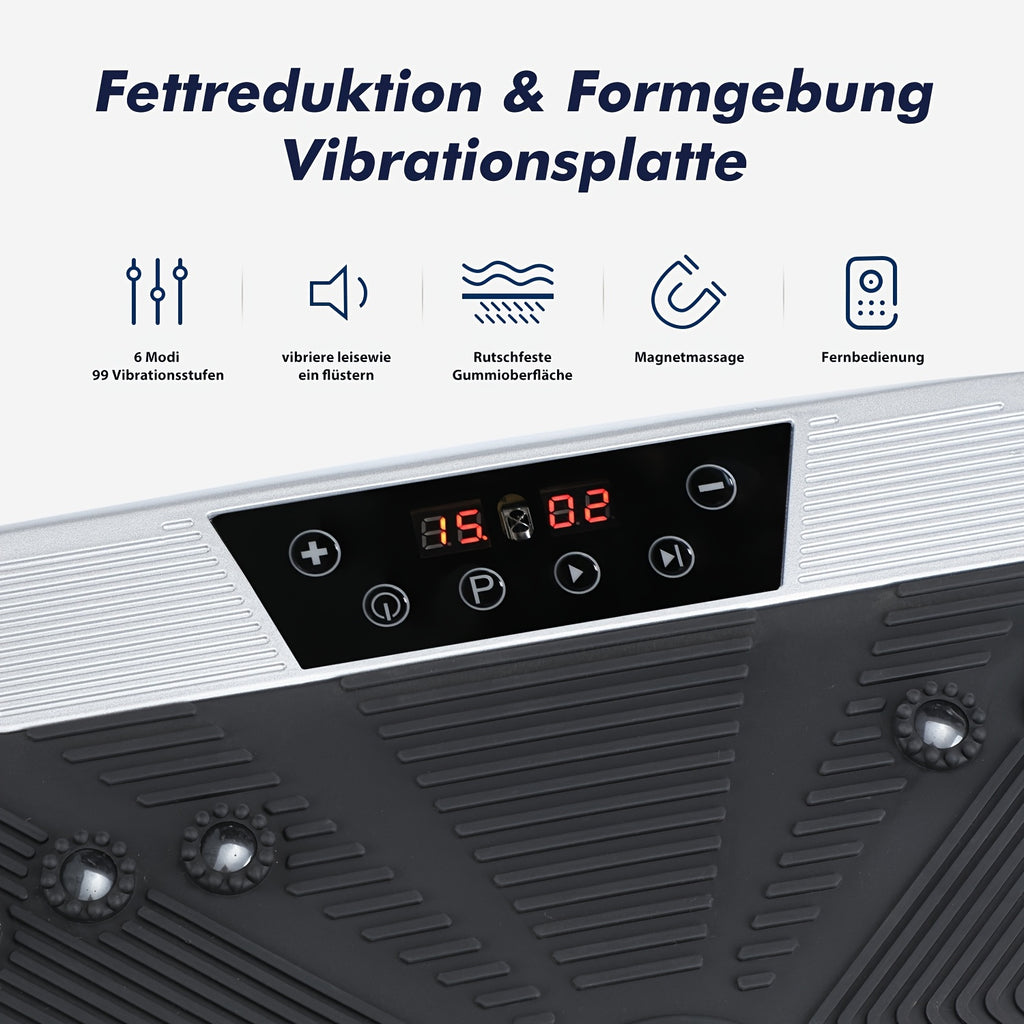 Vibration Plate with Electromagnetic Massage | 99 Speed Levels | Acupressure Foot Pad | Remote Control And Resistance Band Included | Silent Whole Body Burner for Home Fitness, Muscle Recovery, Balance Improvement,  Sma