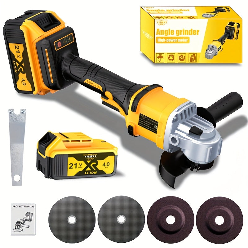 Grinder 2025 New Brushless Angle Grinder - Heavy-Duty Professional Multifunctional Sanding Machine/ Grinder, Quick Replacement of Cover, Soft Start And Safety Brake, Lithium-Ion Power Tool, Ergonomic Grip, Including Battery And Charg