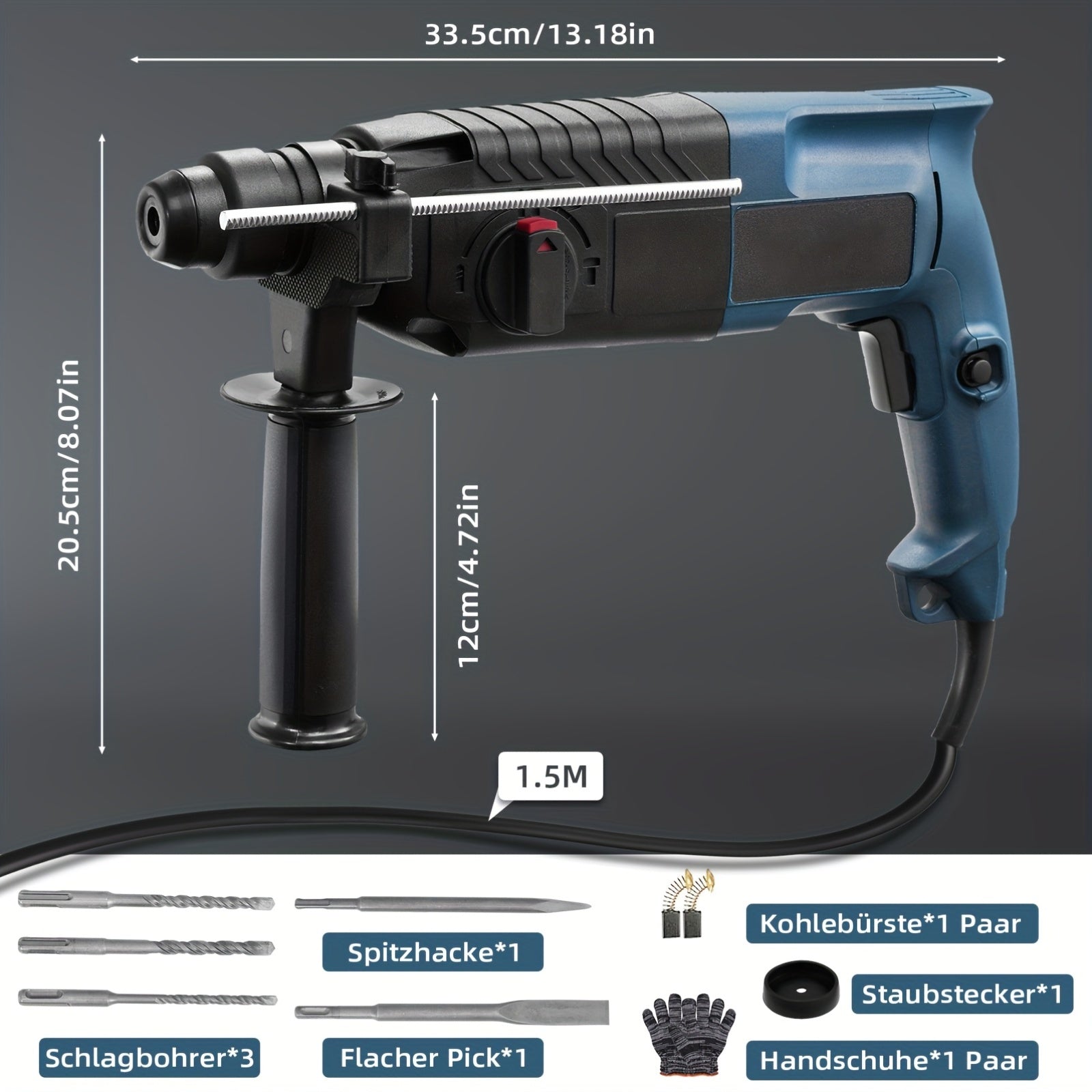 Drill 1500RPM Impact Drill Electric Screwdriver Electric Hammer Drill Mini Wireless Hand Drill, 3 Impact Drill Bits, 4 Operating Modes For Home Use For Tools & Home Improvement & Power Tools