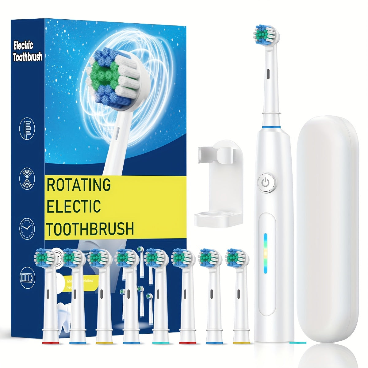 Toothbrush Electric for Adults & with 6 Speed/Rotation Modes (USB,), Smart Brush Compatibility, 6 Color Options (White/Black)