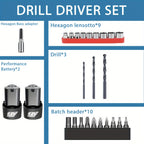 Drill 12V Cordless Drill & Electric Screwdriver Set with 22pcs Accessories, 2, 45Nm High Torque, 25+1 Speed Settings, 2-Speed/ Lithium-Ion Combi Drill, LED Work Light for Home DIY, Carpentry, Renovation (Heavy