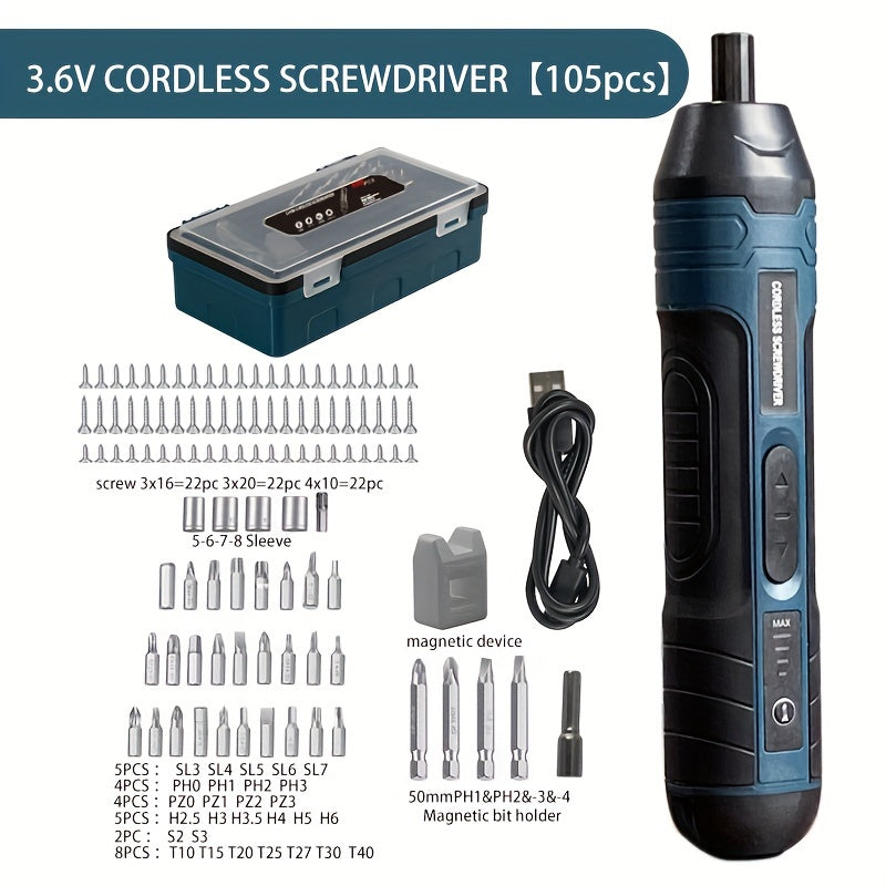 Screwdriver 3.6V lithium Cordless Electric Screwdriver Set Power Screwdriver 4 torque setting