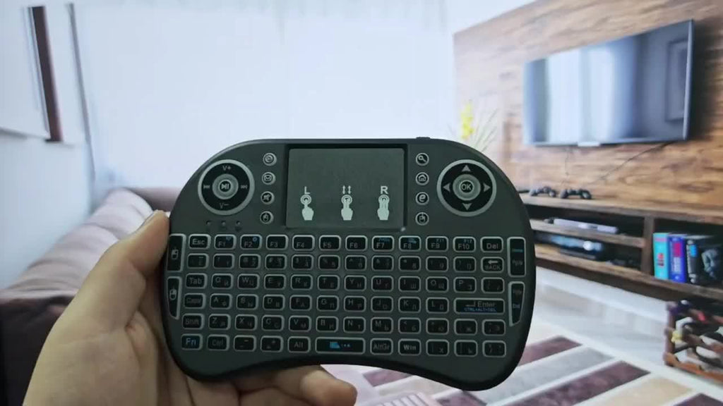 Keyboard i8 2.4G Mini wireless with touchpad &7-color Backlit, plug and play, Super cool design,Perfect for Android TV Box, Smart TV, Projector, PS3, and more!