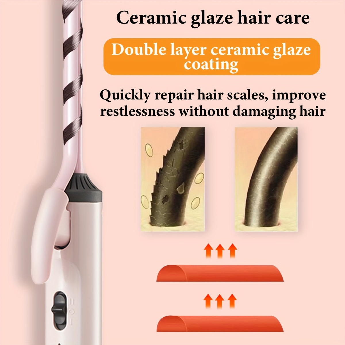 Hair Curling Wand CRASTS Unisex Adult , 9mm-25mm Teddy Bear Waves, Air Bangs, Mini 9mm 16mm 25mm Water Ripple Curls, 58W 220V Type C Plug, No Battery Required