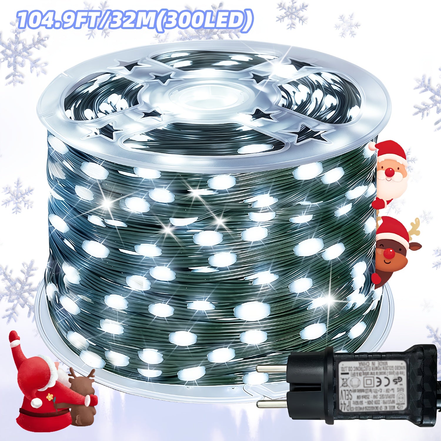 Light string 1000/300 LED Christmas  plug-in type, ultra long green flashing LED string light, PVC material