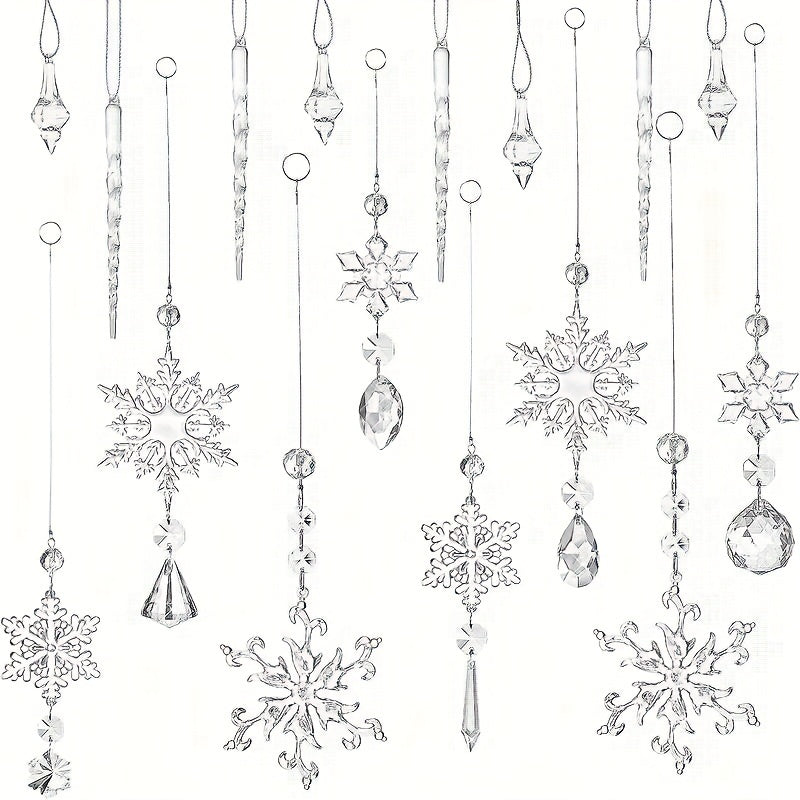 Ornaments 16-Pack Glass Snowflake Garden Suncatcher for self-assembly