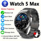 Smartwatch 2025 New GPS GT5  - 3.86cm HD Display, Wireless Calling, Over 100 Sports Modes, AI Voice Assistant, USB Charging, Compass Outdoor Fitness Tracker, Compatible with Android/for iPhone, Multi-Function Accesso