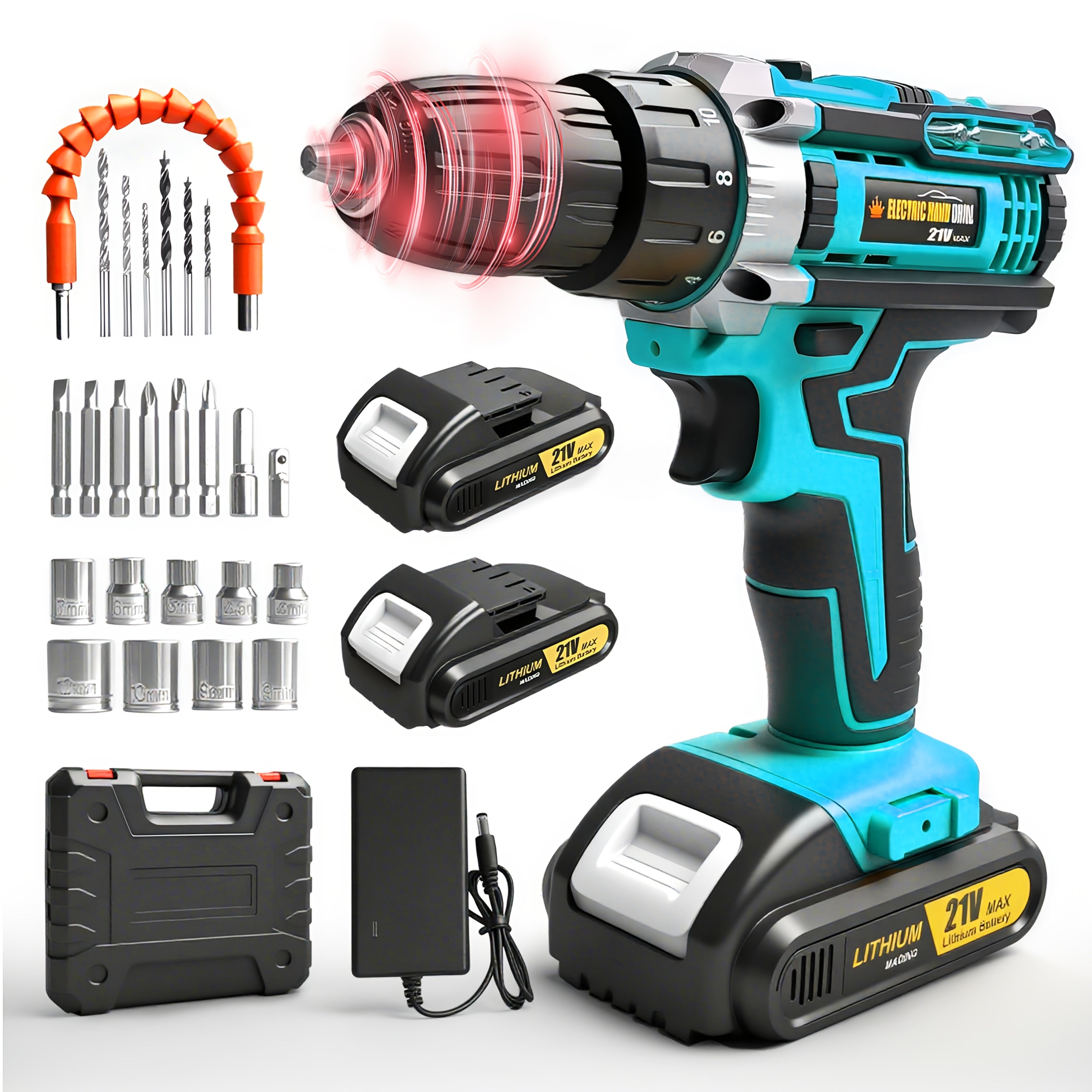 Drill Set Wireless . The New Impact Drill Is Equipped With A 3/8-inch Keyless Chuck And A Work Light