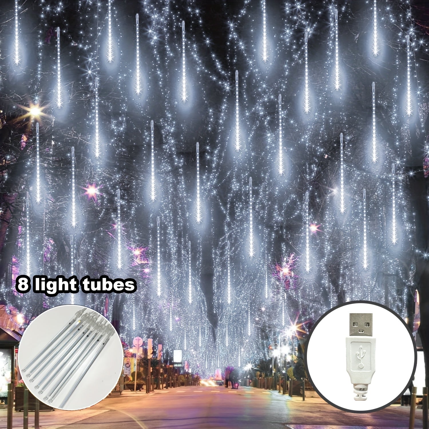 Light 1/2pcs 5.0/10.0meter 8/16 tube meteor shower light, USB power supply