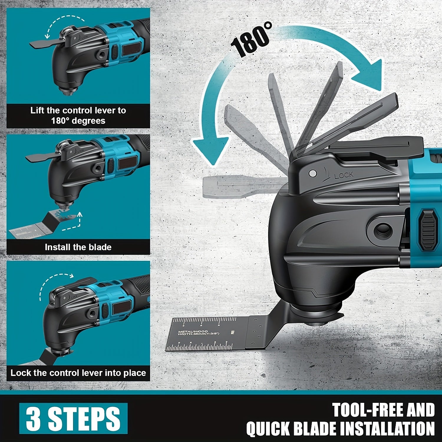 Oscillating Multi-tool, Equipped with 2x1500mAh Batteries Or Bare Tools Without Battery Cordless