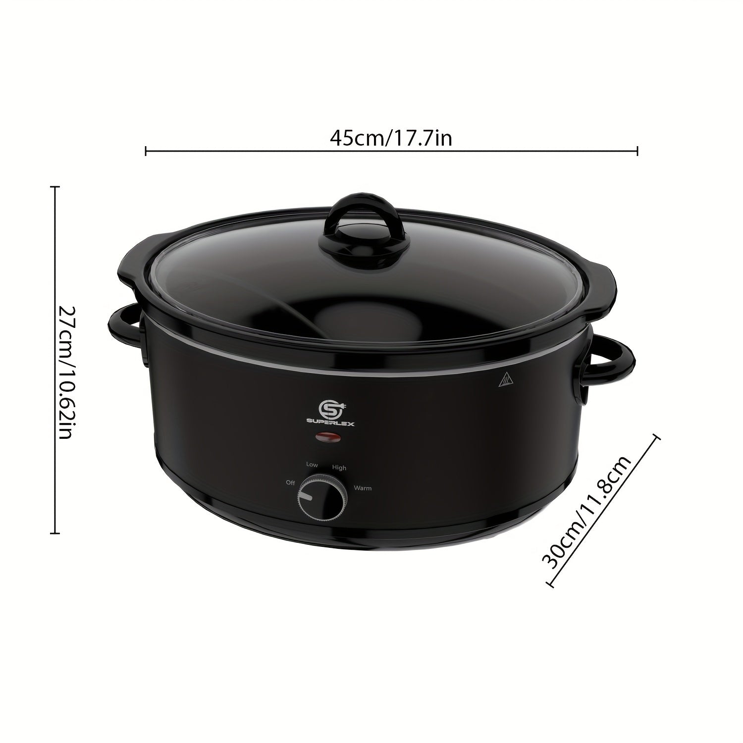 Slow Cooker SUPERLEX 6.5L Large Oval  | 200W Energy-Efficient Ceramic Pot | 4-Temp Control (High/Low/Warm/Off) | Tempered Glass Lid | Perfect for Party Cooking, Slow Cooker Recipe, Home Cooking, Stylish Cookware, Sleek Design,