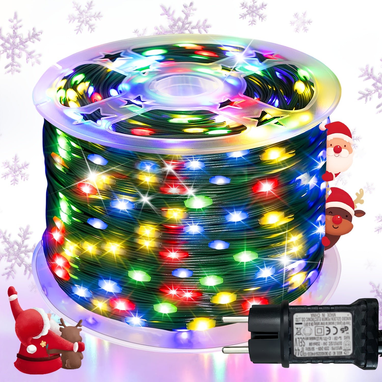 Light string 1000/300 LED Christmas  plug-in type, ultra long green flashing LED string light, PVC material