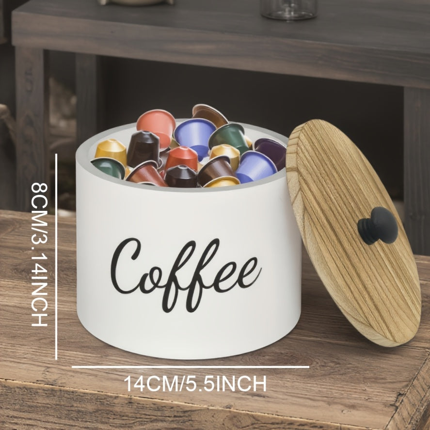 Coffee Pod Storage Container with Lid Wooden