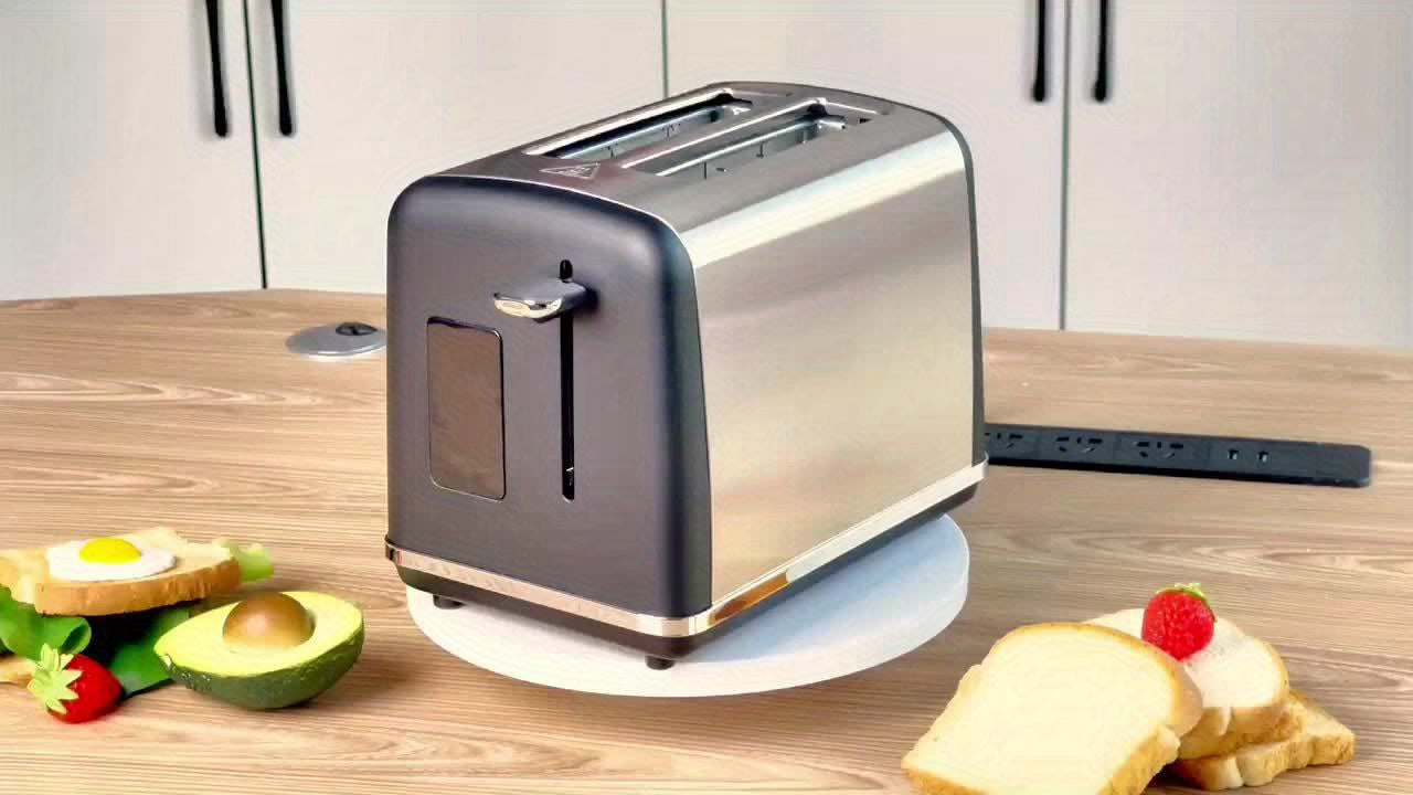 Toaster 1pc 2 Slice  with LED Touch Screen And Digital Countdown Timer Stainless Steel Bread Toasting with Extra Wide Slot And Cancel Defrost Reheat Function 6 Shade Settings Removable Slide Out Crumb Tray Cord-storage Base An