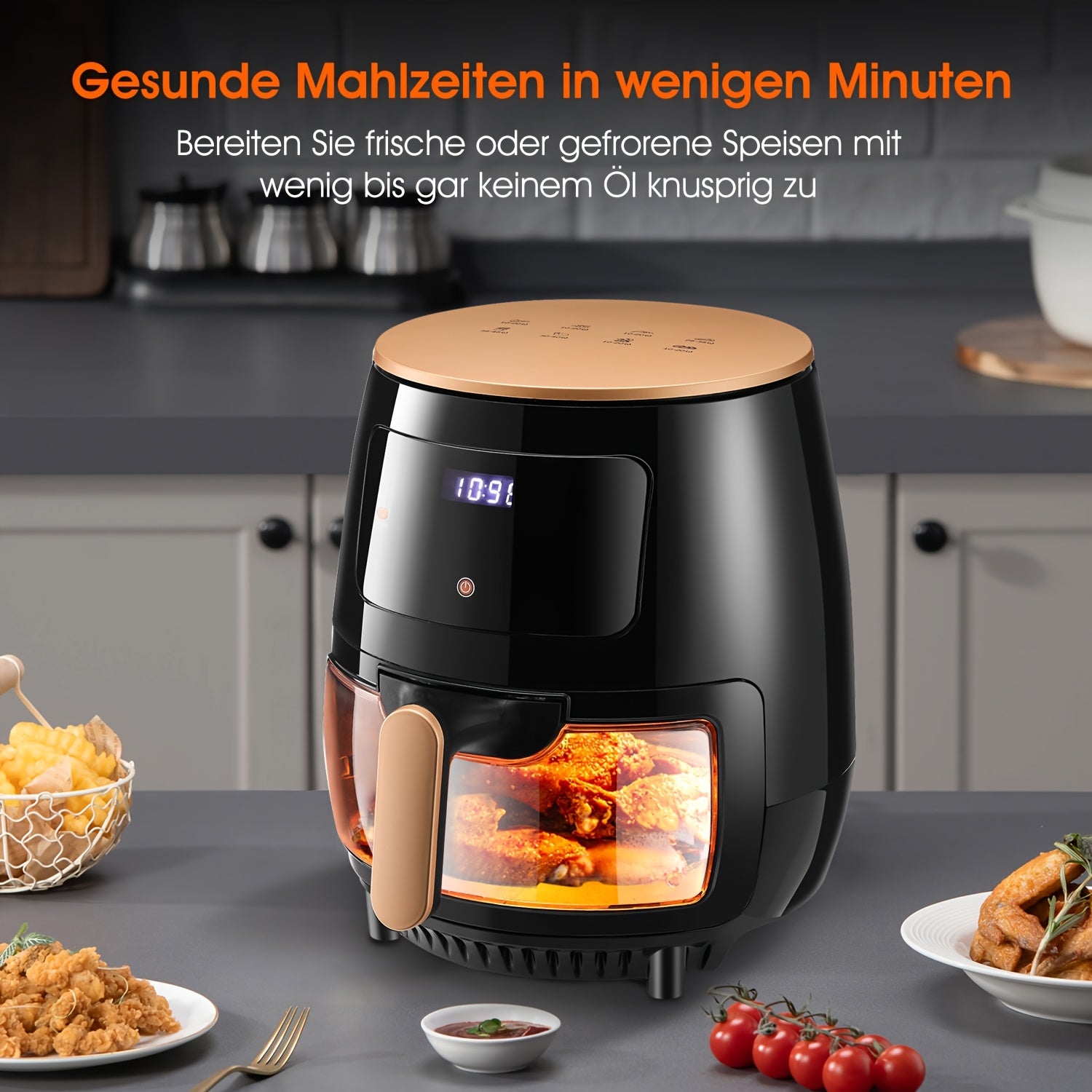 Air Fryer 6L with LED Touchscreen – 1700W Oil-Free Cooker