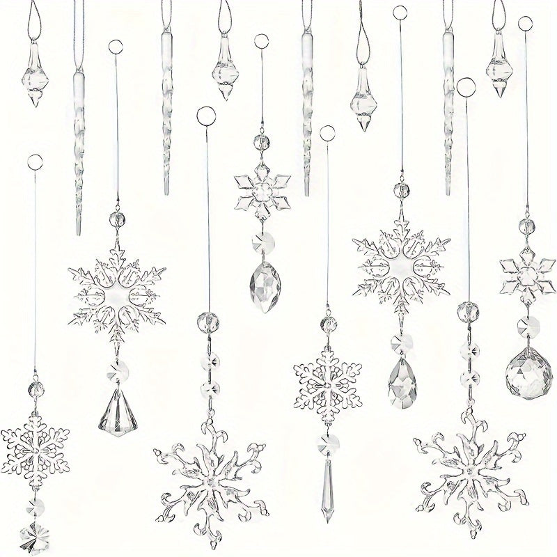 Ornaments 16-Pack Glass Snowflake Garden Suncatcher for self-assembly