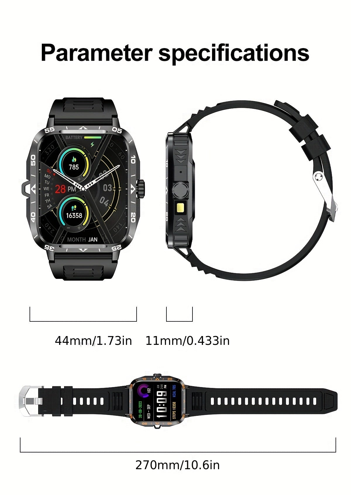 Smartwatch 2024 New , IP67, LED Display, Altitude Gauge, Barometer, 100+ Sports Modes, 300mAh Battery, Multimedia Information Viewing, Weatherometer, Pedometer, Fitness Tracker, Wireless 5.0, Android/iOS Compatible, with Call/