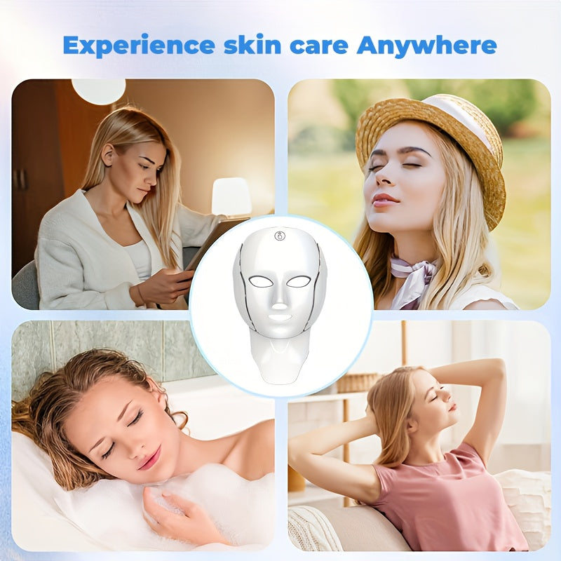 Facial Mask Beauty Device 138-Bead LED , 7-in-1 Face & Neck Care Tool with 7 Modes – Perfect for Home Use and Travel, Salon-Quality Skincare