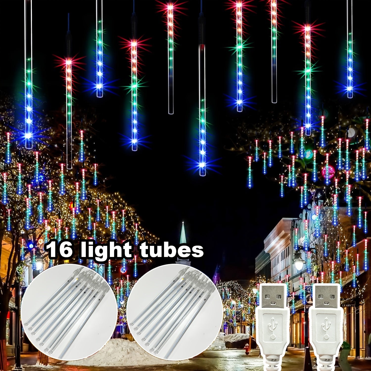 Light 1/2pcs 5.0/10.0meter 8/16 tube meteor shower light, USB power supply