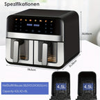 Air Fryer 9/10L Dual Zone  with Visual Window, 8 Pre-Programmed Menus Smart Cooking