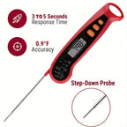 Thermometer 1pc Fast-Reading Digital Meat Thermometer, Metal Kitchen Food Temperature Meter with LCD Display, Single Use, Suitable for Food Contact, Requires 1 AAA Battery (Not Included) - Adult