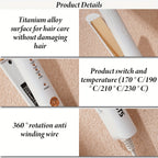Hair Straightener CRASTS Titanium Flat Iron, 24W Unisex Adult  with 4-Temperature Settings, 220V Type C Plug, No Battery Required, for Straightening and Styling Hair, Home Use